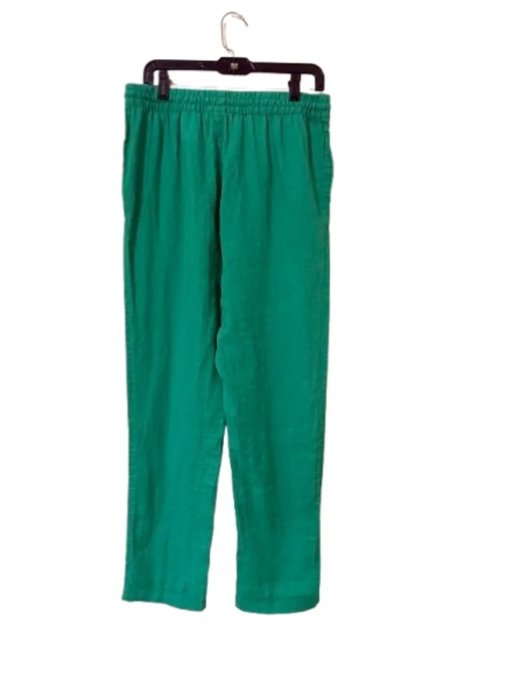 H&M Premium 100% Linen Drawstring Pants NWT Green Medium Relaxed Beach